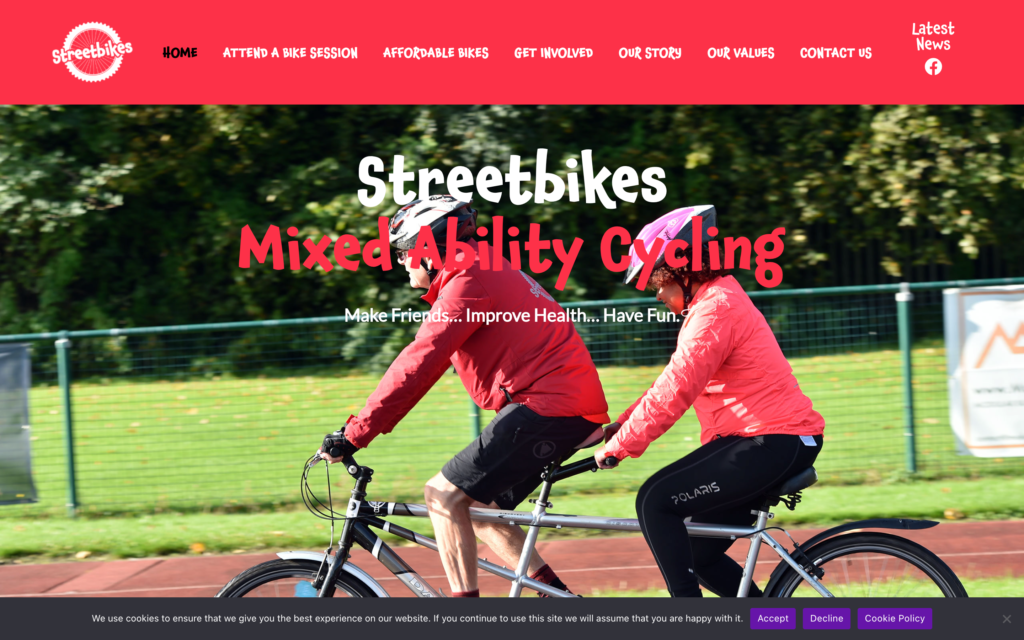 Screenshot of Streetbikes homepage