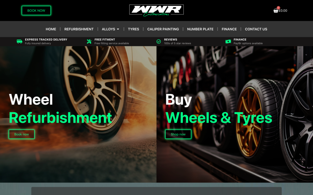 Screenshot of WWR homepage