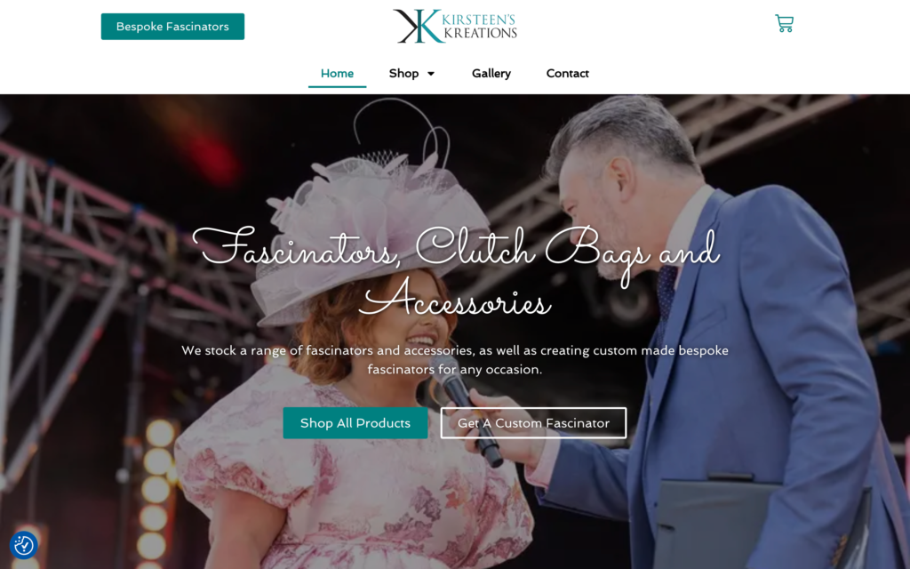 Screenshot of Kirsteen's Kreations home page