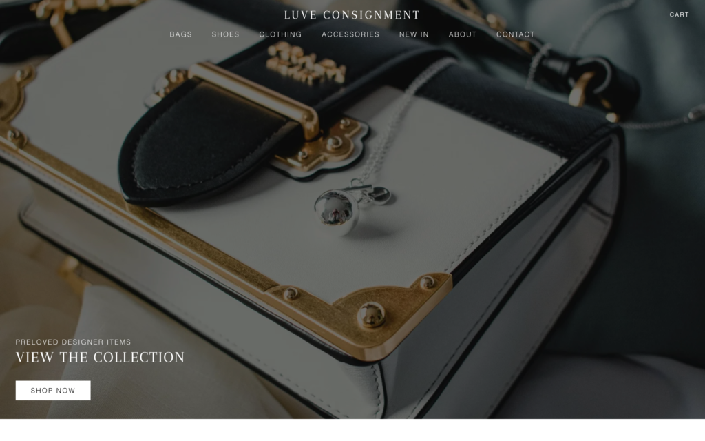 Screenshot of Luve Consignment Home Page