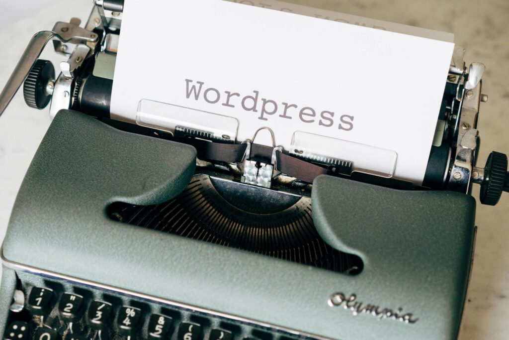 A typewriter with the word 'WordPress