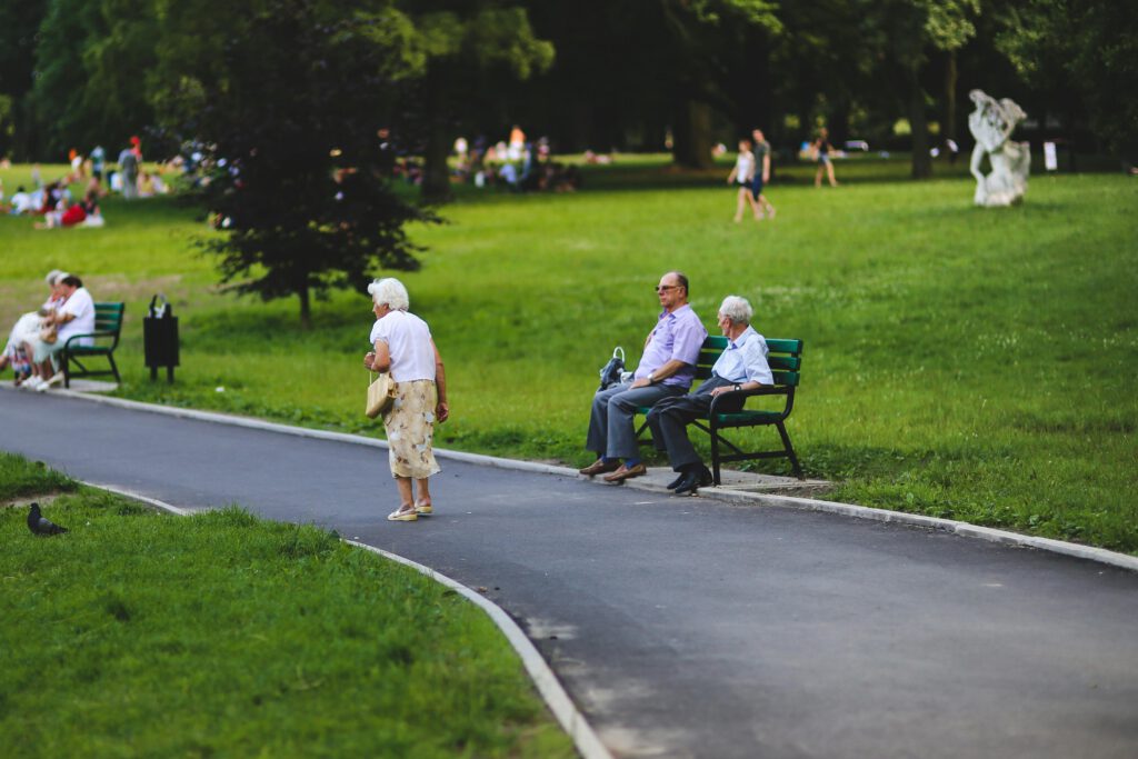 An image of elderly people in a park