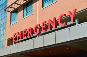 an emergency sign outside a hospital