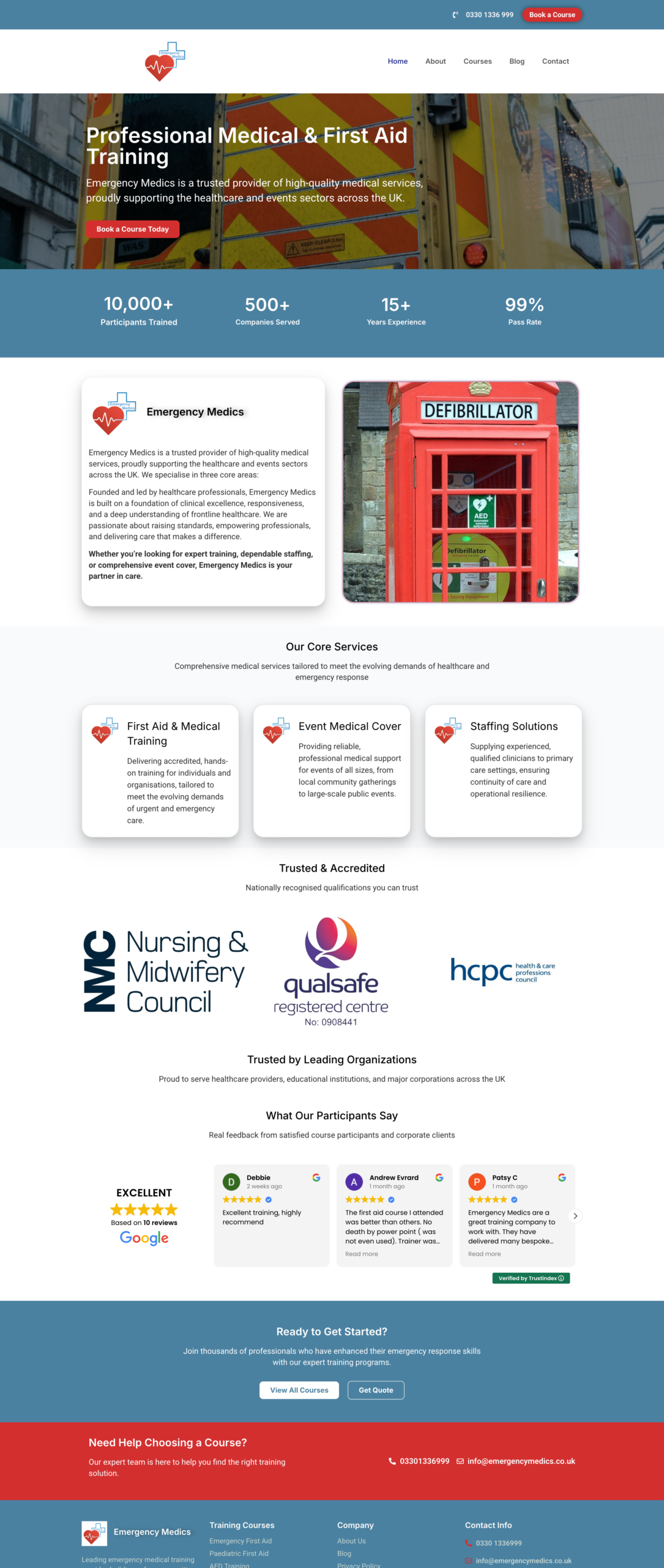 a screenshot of the emergency medics website