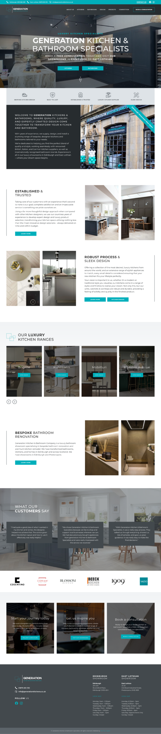 a screenshot of the geenration kitchens website homepage