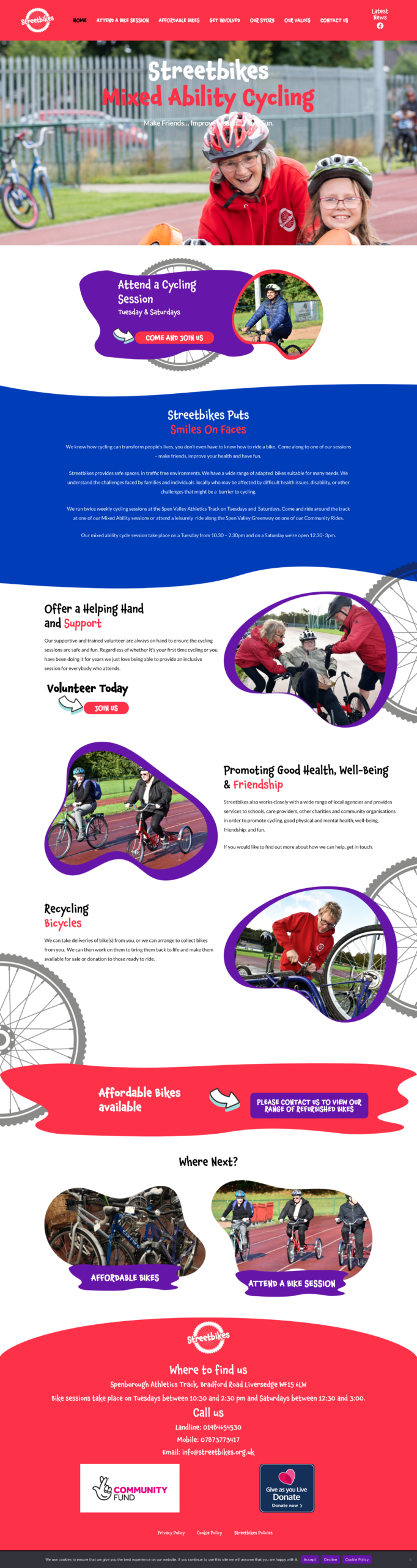 a screenshot of the streetbikes website homepage