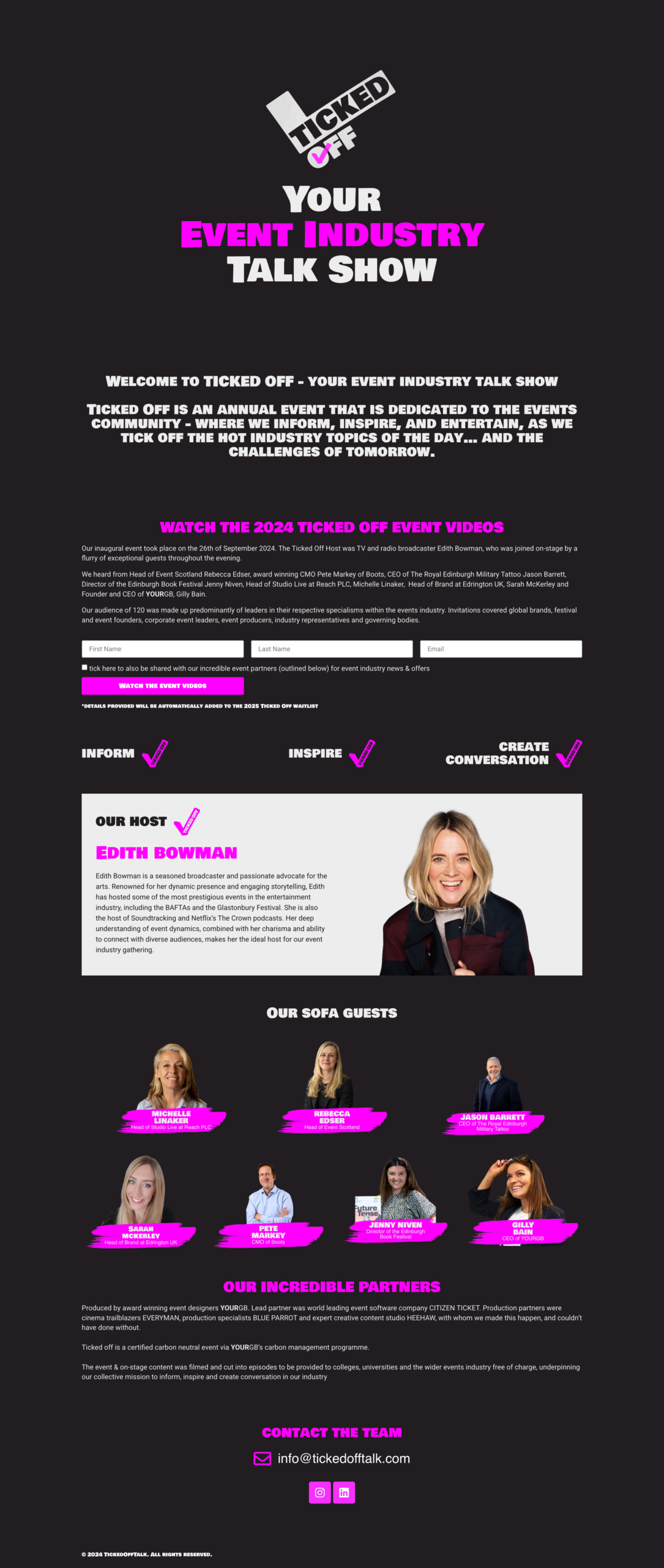 A screenshot of the ticked off talk website home page