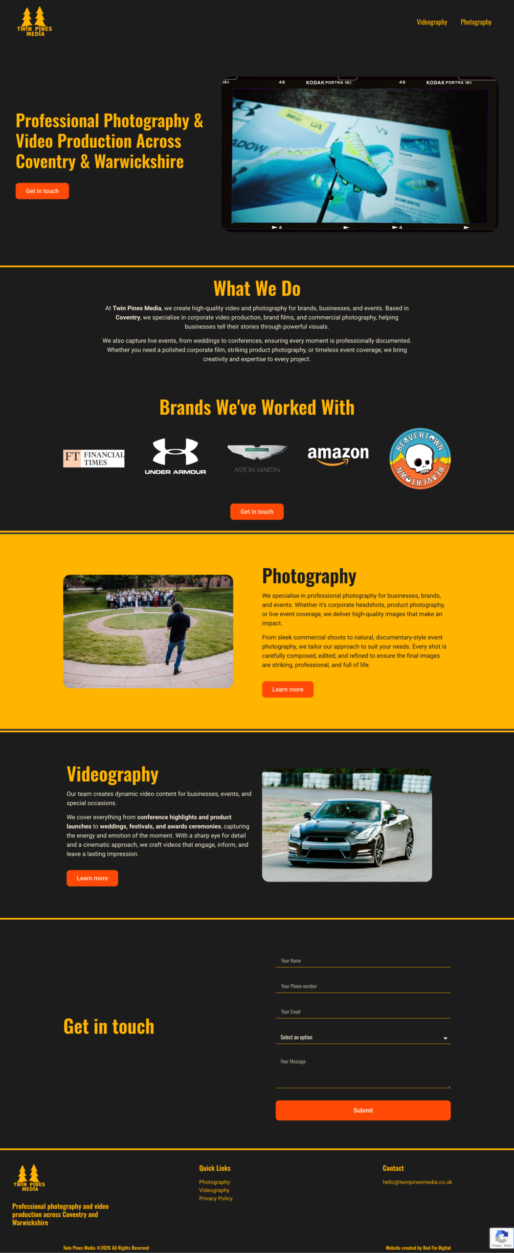 A screenshot of the Twin Pines Media website