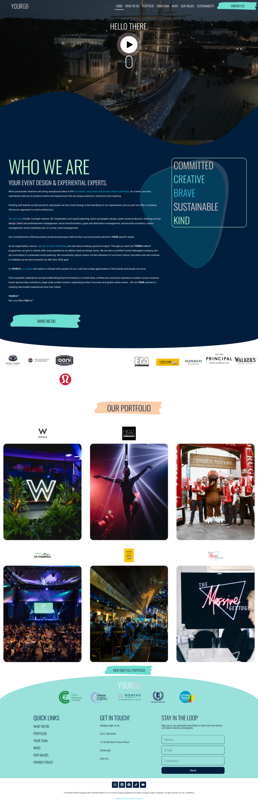 A screenshot of the yourGB home page